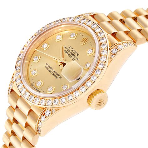 rolex datejust womens gold|ladies 26mm rolex datejust president.